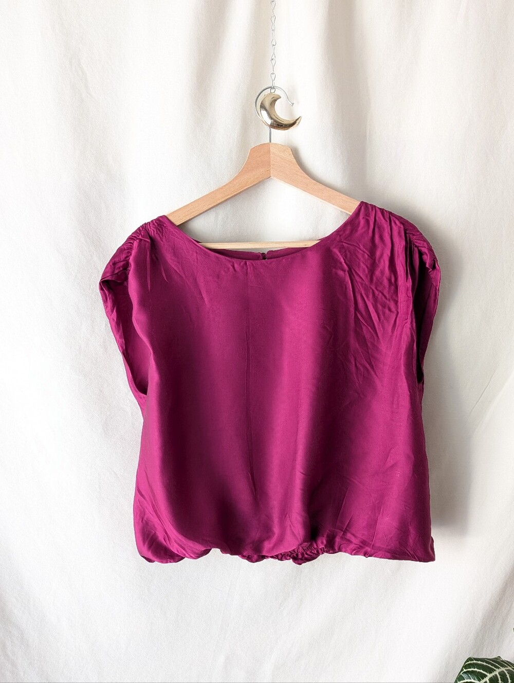 Anthropologie Deep Fuchsia Short-Sleeve Blouse